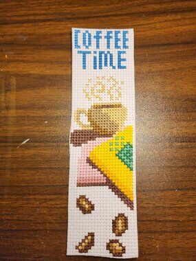 Cross Stitch Bookmark Coffee Time